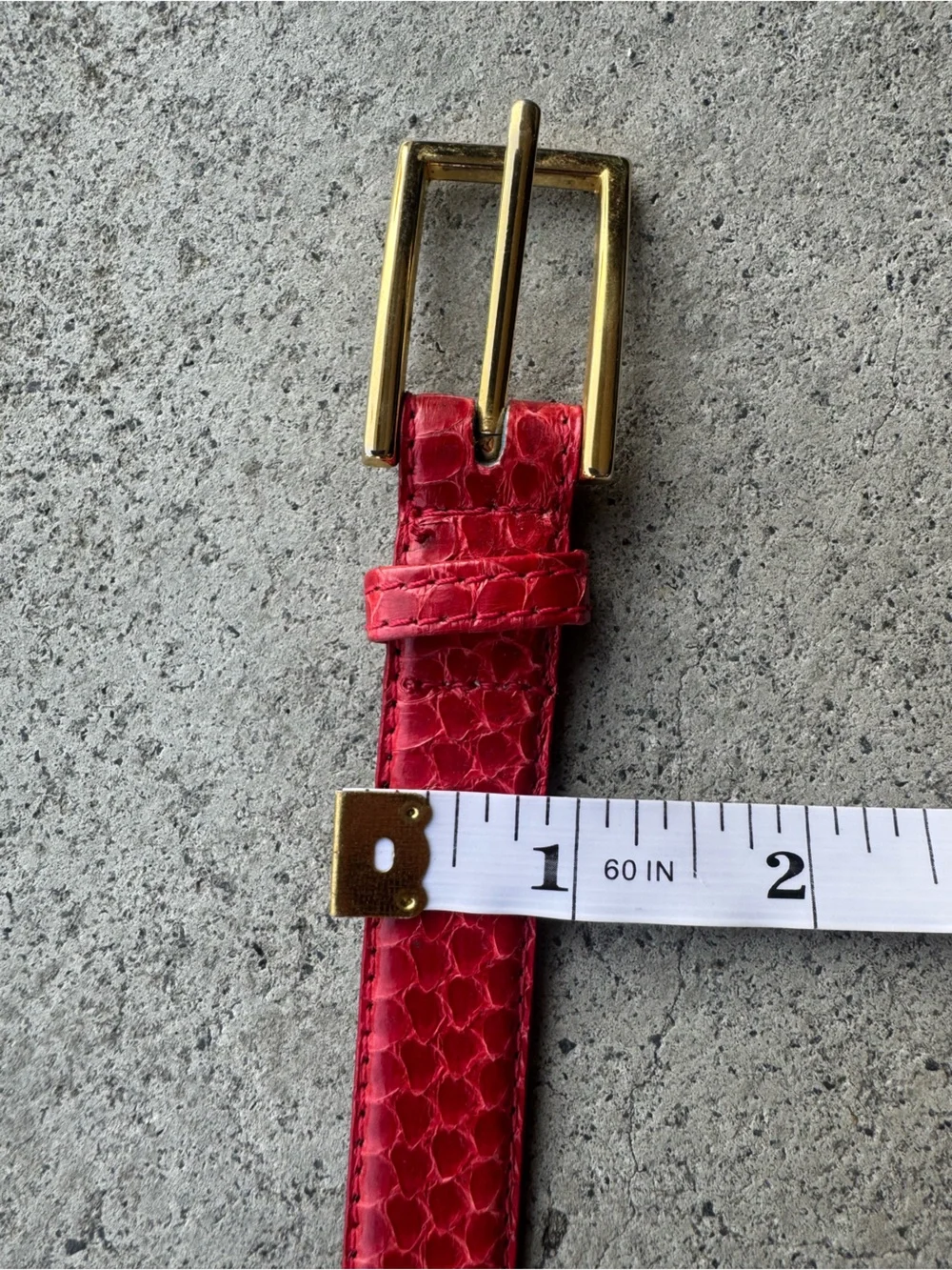 Genuine Snakeskin Women's Belt with Gold Buckle XS